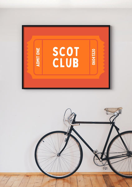 Scot Club Ticket Print | Funny Scottish Humour Wall Art (Unframed)