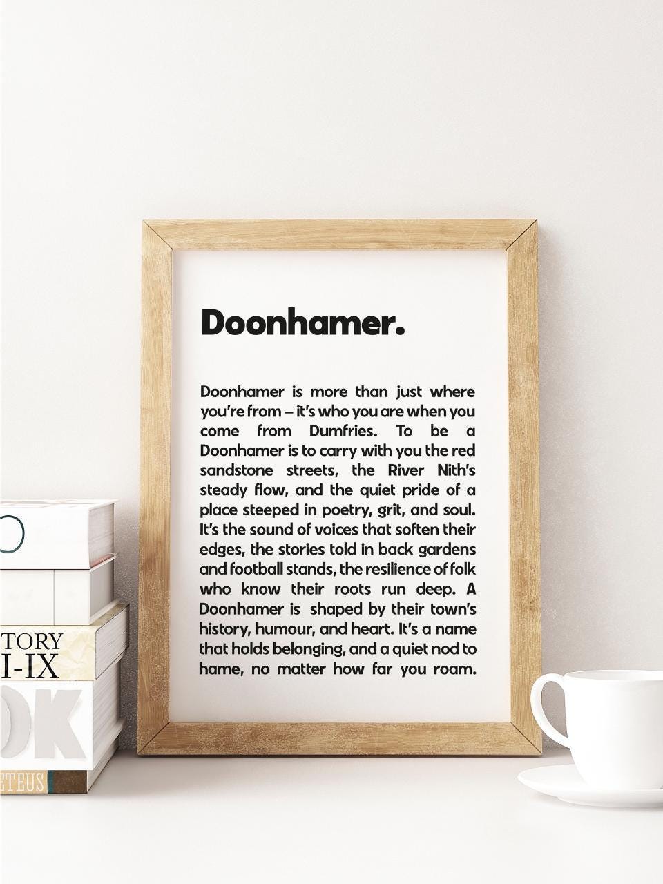 Doonhamer Dumfries Scots UNFRAMED PRINT Room Decor Home Minimalist Monochrome Typography Scandi Scotland Slang Definition Scottish