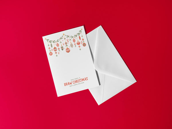 Braw Christmas Card | Scottish Christmas Card | Have Yersel a Braw Christmas | A6 Xmas Card | Scottish Bauble Christmas Card | Scots Card