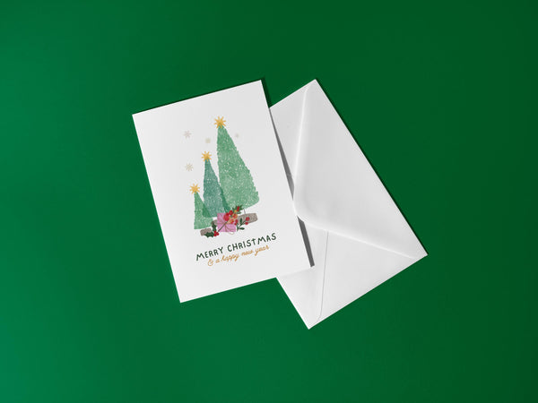 Merry Christmas Greeting Card | A6 Christmas Card | Festive Christmas Trees Card | Cute Xmas Card | Scottish Designed Christmas Card