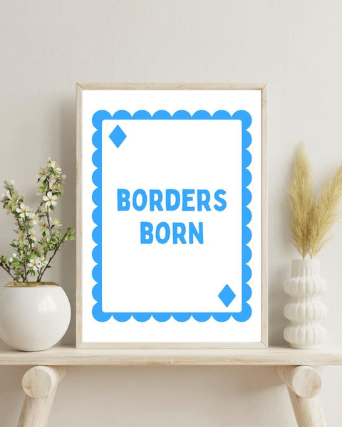 Borders Born Playing Card Print | Scottish Borders Wall Art | Scotland Gift | Scottish Home Decor | Colourful Scottish Print
