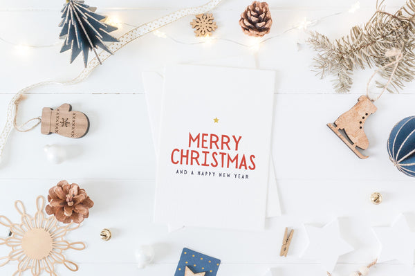 Merry Christmas Card | Simple Christmas Card | A6 Xmas Greeting Card | Minimalist Christmas Card | Modern Festive Card | Happy New Year