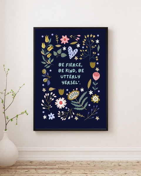 Scottish Affirmation Print, Floral Mental Health Wall Art (Unframed)