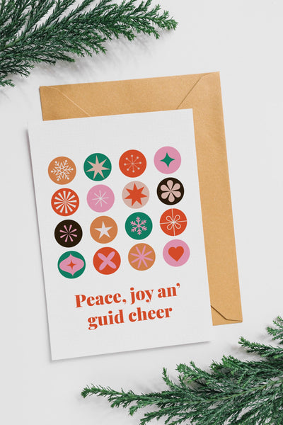 Scottish Christmas Card | Peace Joy an’ Guid Cheer | Scots Christmas Card | Scottish Xmas Card | Colourful Festive Card | Scottish Gift