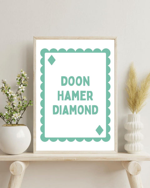 Doon Hame Diamond Print | Dumfries Playing Card Wall Art | Doonhamer Gift | Dumfries Gift | Scottish Print | Scotland Wall Art