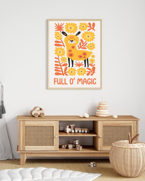Full O’ Magic Scottish Nursery Print, Highland Cow Wall Art, Colourful Kids Room Decor, Scottish Baby Gift, Nursery Wall Art