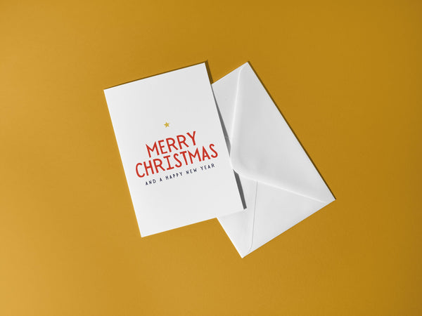 Merry Christmas Card | Simple Christmas Card | A6 Xmas Greeting Card | Minimalist Christmas Card | Modern Festive Card | Happy New Year