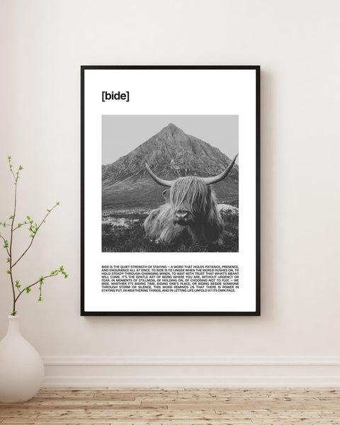 Bide Unframed Print | Scottish Word Art | Minimalist Typography Poster | Scotland Home Decor | Friend Gift | Scotland Photography