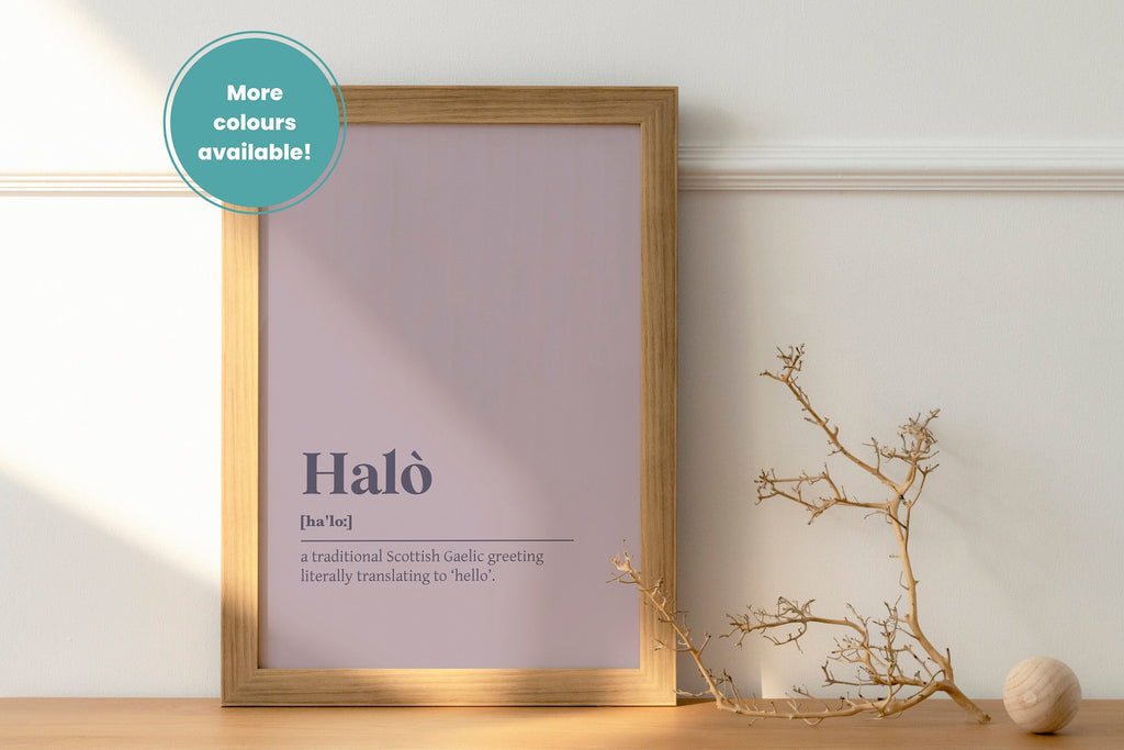 Hello Gael Halo Hello Hi Greeting Gaelic Dictionary UNFRAMED PRINT – Kalloway Design