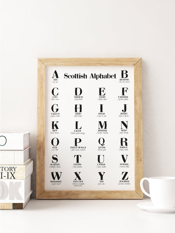 Scottish Alphabet Scottish Slang Definition Unframed Print