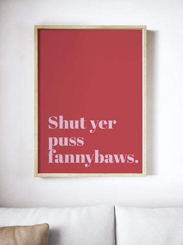 Shut Yer Puss Fannybaws Scottish Slang Colour Unframed Print