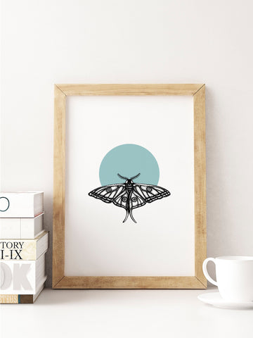 Choose Your Colour Abstract Moth Butterfly Unframed Print