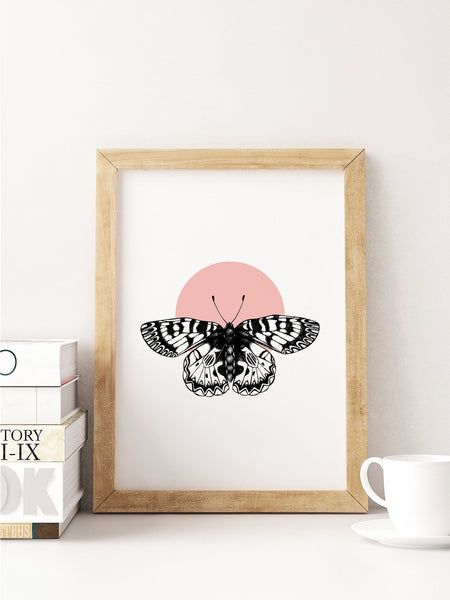 Choose Your Colour Abstract Moth Butterfly Unframed Print