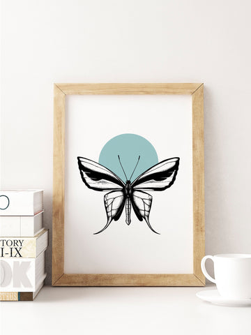 Choose Your Colour Abstract Moth Butterfly Unframed Print