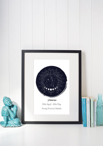 Taurus Birthday Zodiac Horoscope Unframed Print