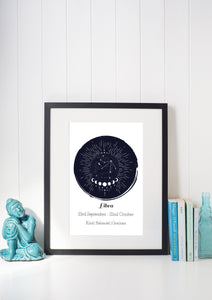 Libra Birthday Zodiac Horoscope Unframed Print