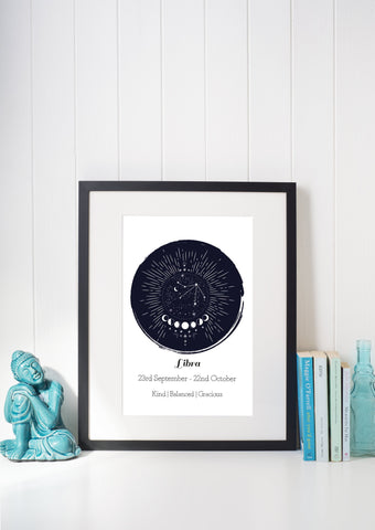 Libra Birthday Zodiac Horoscope Unframed Print