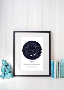 Virgo Birthday Zodiac Horoscope Unframed Print