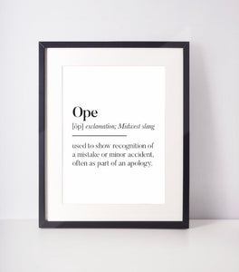 Ope Definition Americanism Unframed Print