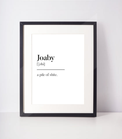 Joaby Scottish Slang Definition Unframed Print