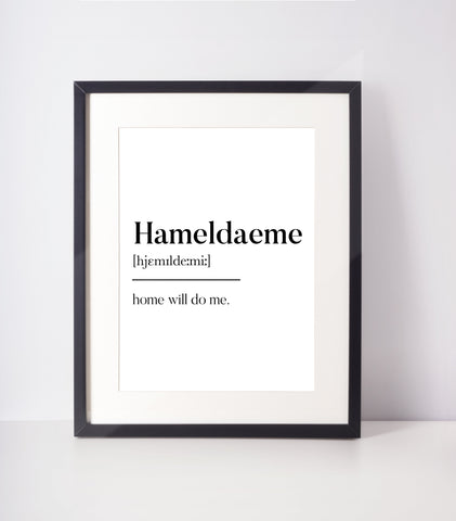 Hameldaeme Scottish Slang Definition Unframed Print