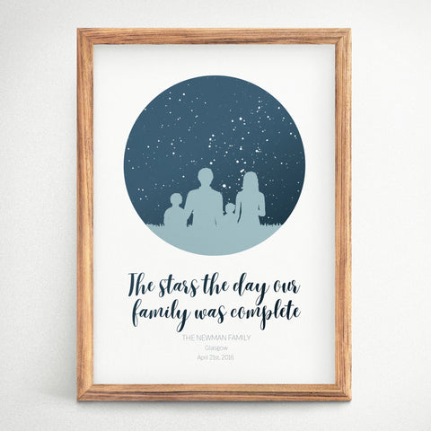 Personalised Family Star Map Unframed Print