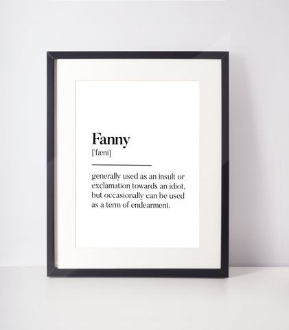Fanny Scottish Slang Definition Unframed Print