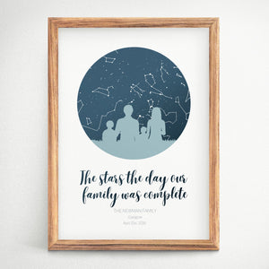 Personalised Family Star Map Unframed Print