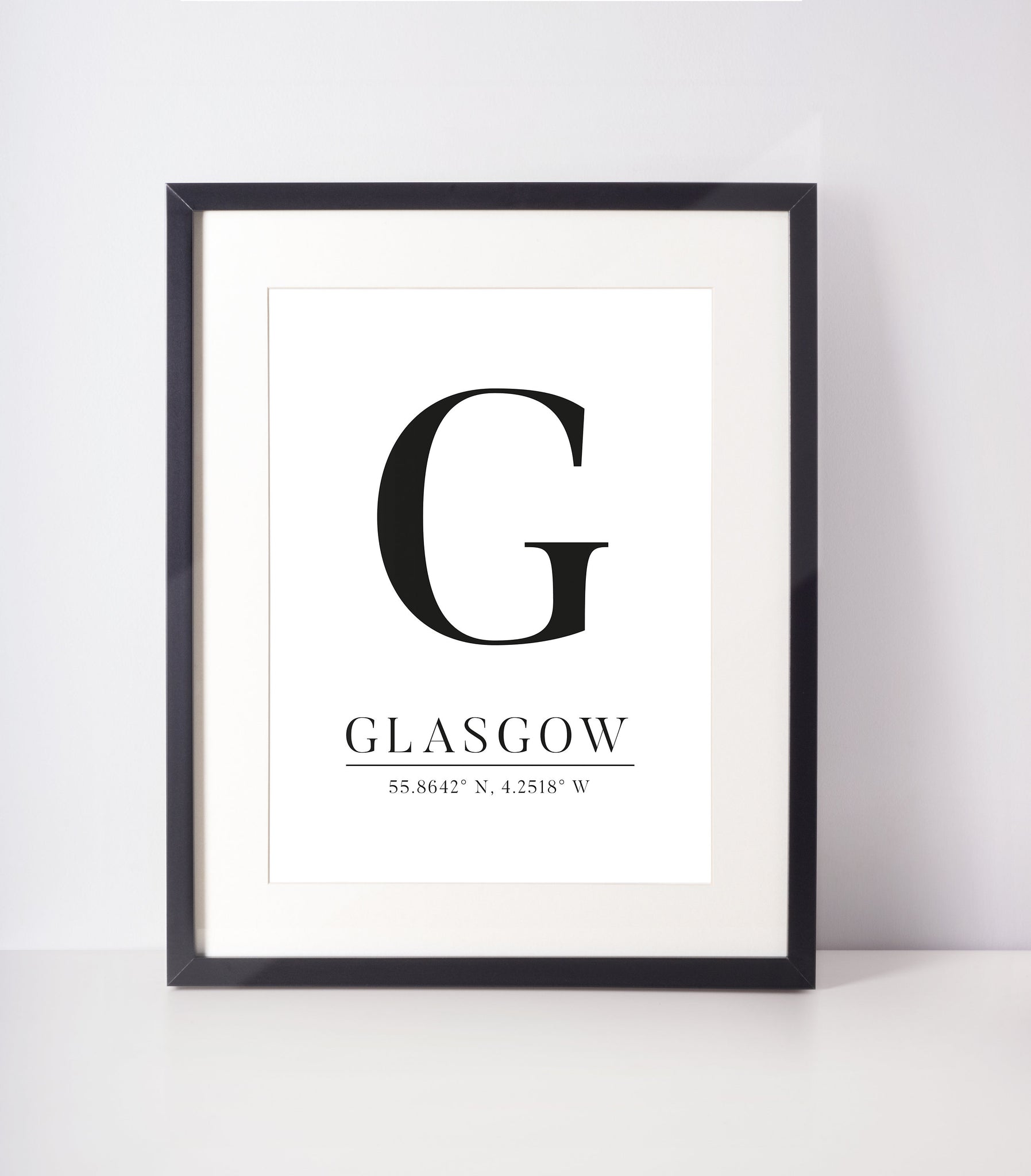 Glasgow  Latitude Longitude Location Unframed Print