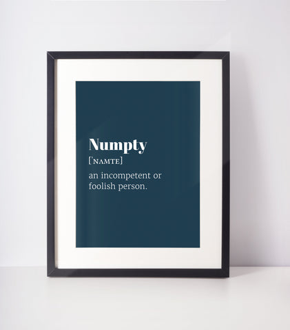 Numpty Choose Your Colour UNFRAMED PRINT Scots Room Decor Minimal Bright Scodef Fun Scotland Slang Scottish