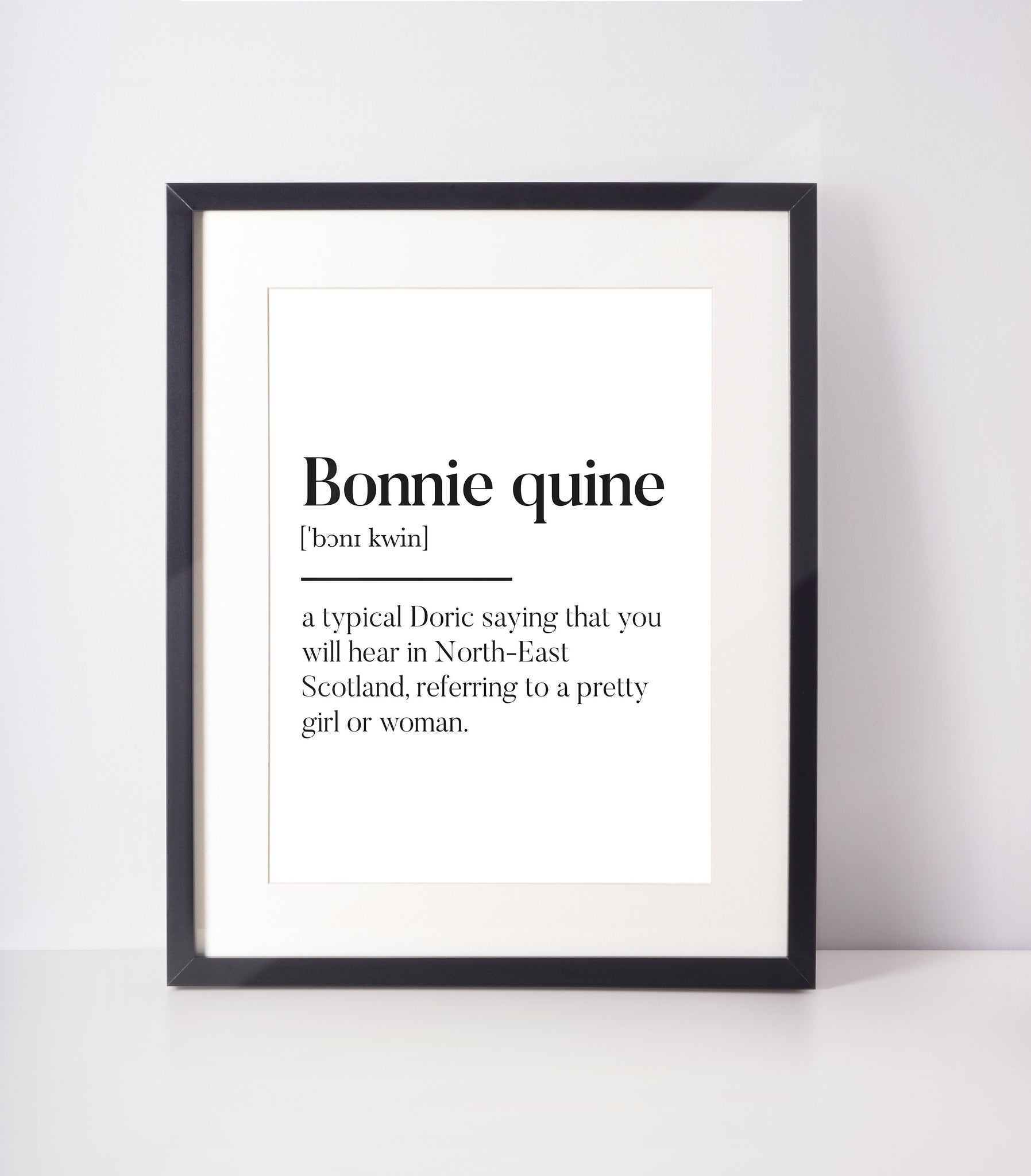 Bonnie quine Scottish Slang Definition Unframed Print