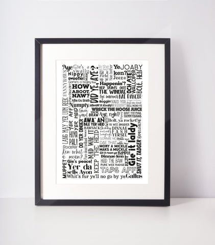 Scottish Sayings Scottish Slang Definition Unframed Print