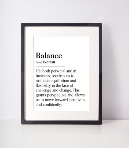 Balance Definition Positivity Mindfulness Business Unframed Print