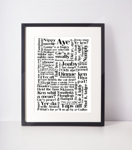 Scottish Sayings Scottish Slang Definition Unframed Print