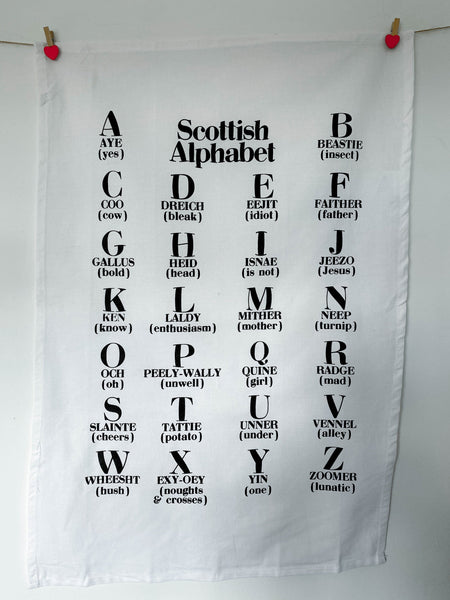 Scottish Alphabet Scots Tea Towel