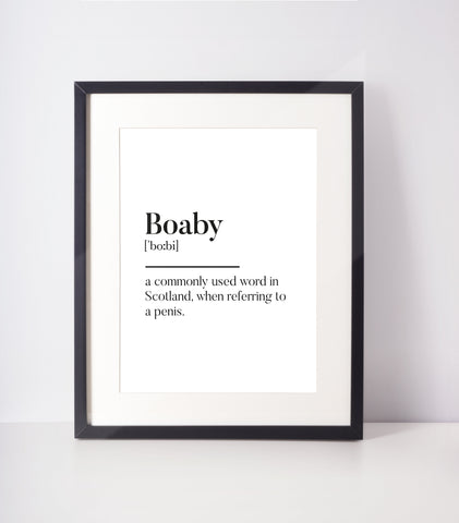 Boaby Scottish Slang Definition | Unframed Print Scots Room Decor
