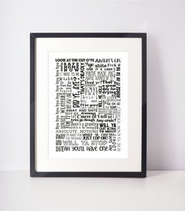 Irish Sayings Slang UNFRAMED PRINT Room Home Minimalist Art Decor Monochrome Typography Fun Scandi Ireland Slang Definition