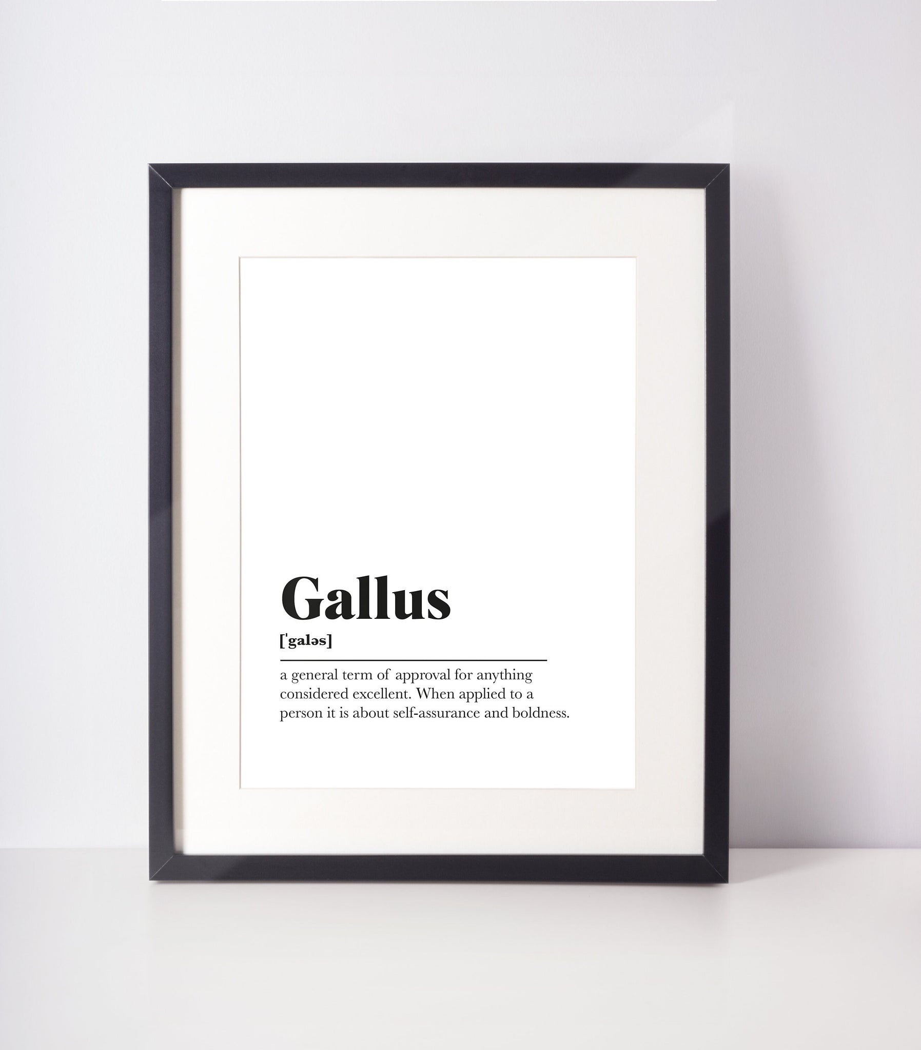 Gallus Scots UNFRAMED PRINT Room Decor Home Minimalist Monochrome Typography Scandi Scotland Slang Definition Scottish