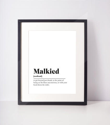 Malkied Scots UNFRAMED PRINT Room Decor Home Minimalist Monochrome Typography Scandi Scotland Slang Definition Scottish