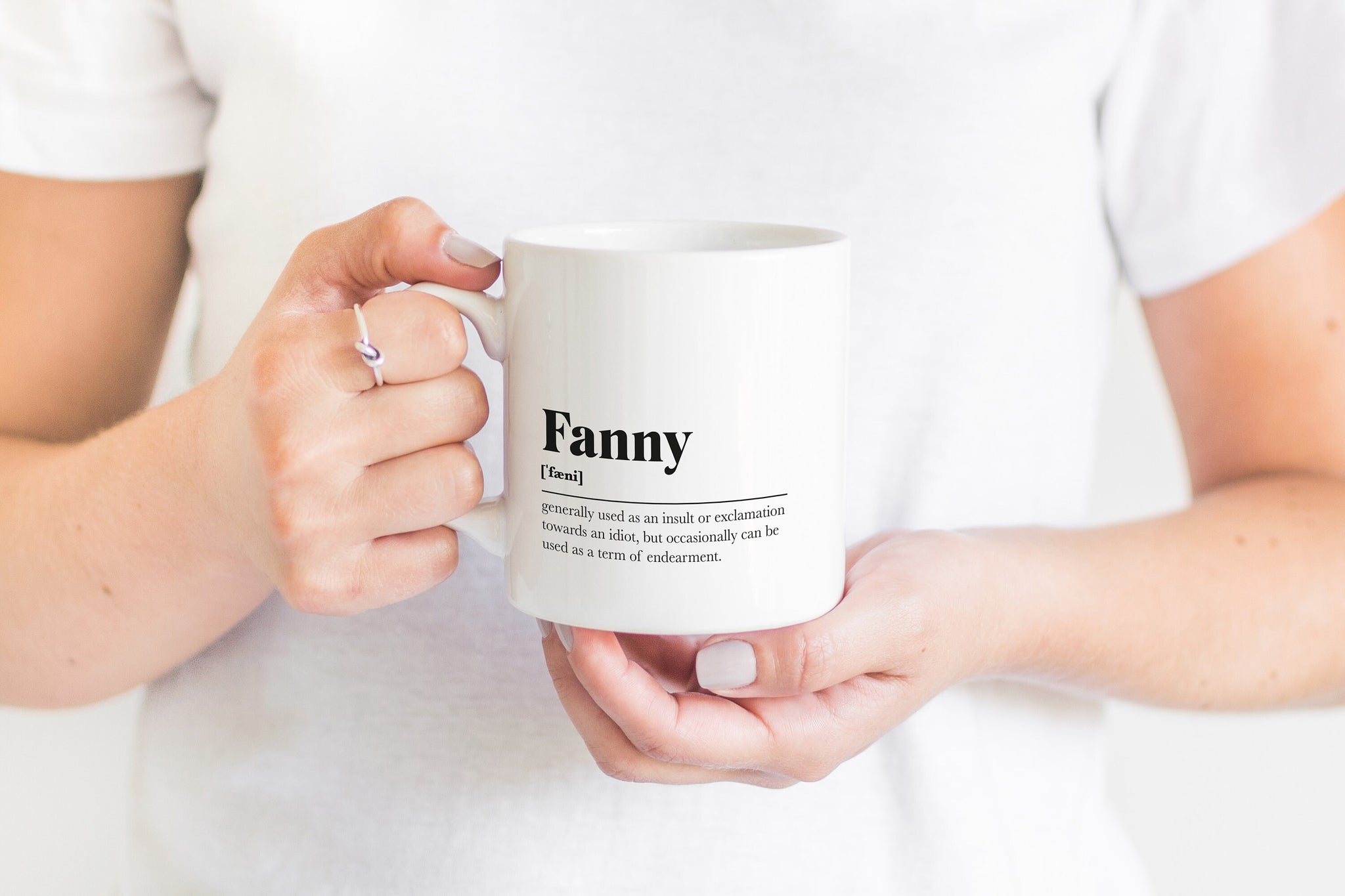 Fanny Greeting Scots Saying Mug Housewarming Gift Living Minimalist Monochrome Typography Funny Scandi Scotland Slang Definition Scottish