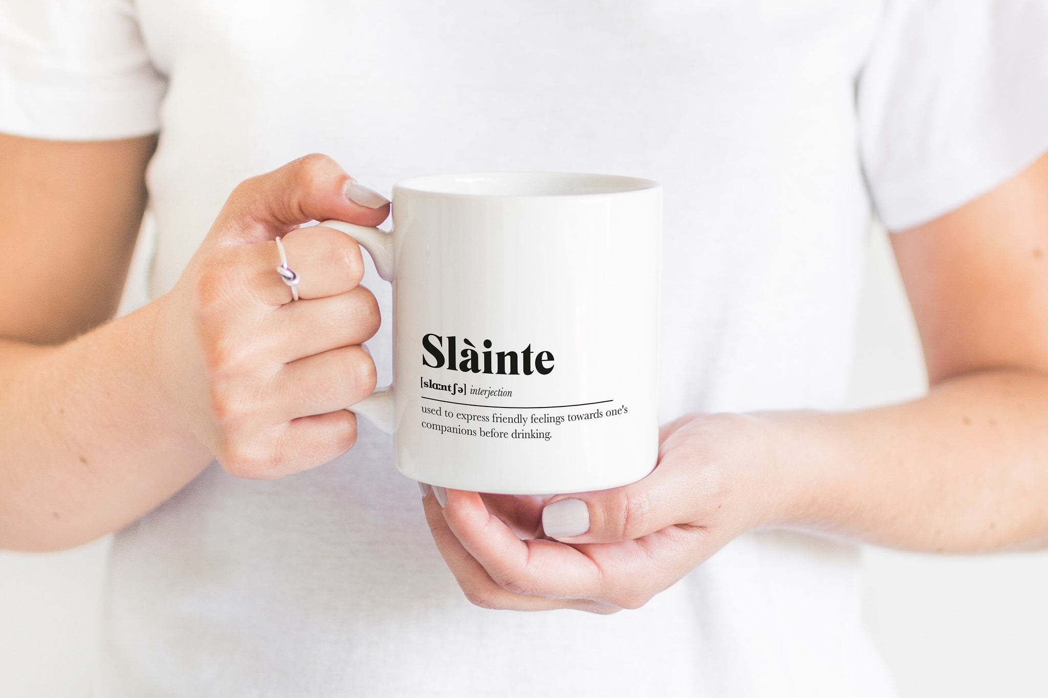 Slainte Greeting Scots Saying Mug Housewarming Gift Living Minimalist Monochrome Typography Funny Scandi Scotland Slang Definition Scottish