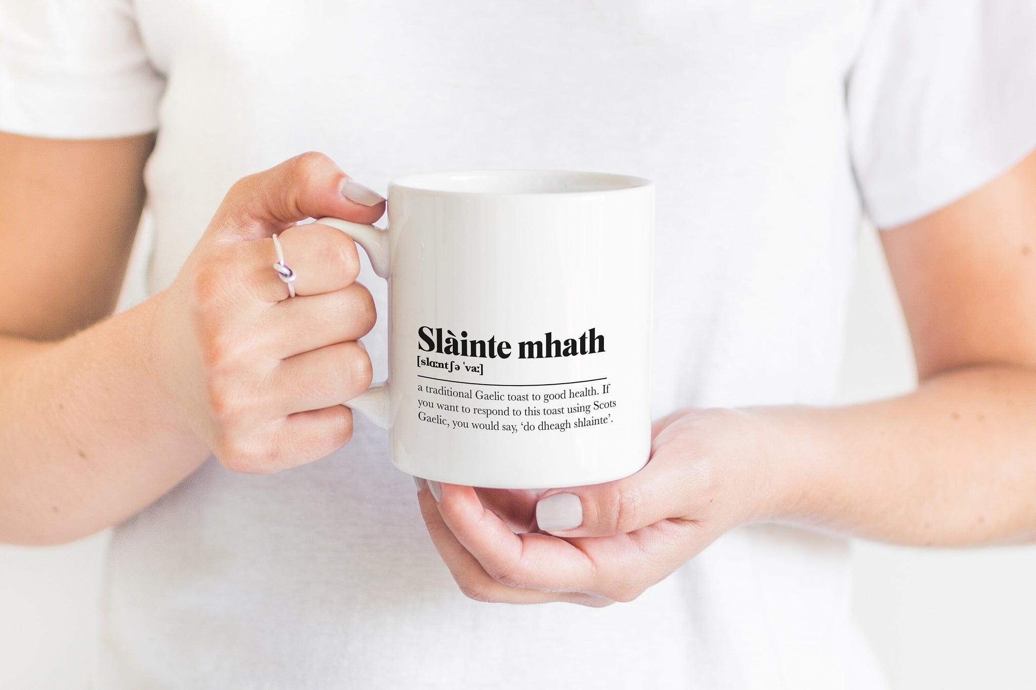 Slainte Mhath Greeting Scots Saying Mug Housewarming Gift Minimalist Monochrome Typography Funny Scandi Scotland Slang Definition Scottish